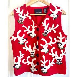 Michael Simon New York Vintage 1999 Holiday Reindeer Vest Women’s Small